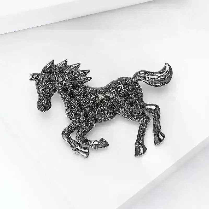 Unisex 4-color Elegant Enamel Animal Year Of The Horse Brooch Pins Luxury Strong Horse Brooches For Women Gifts
