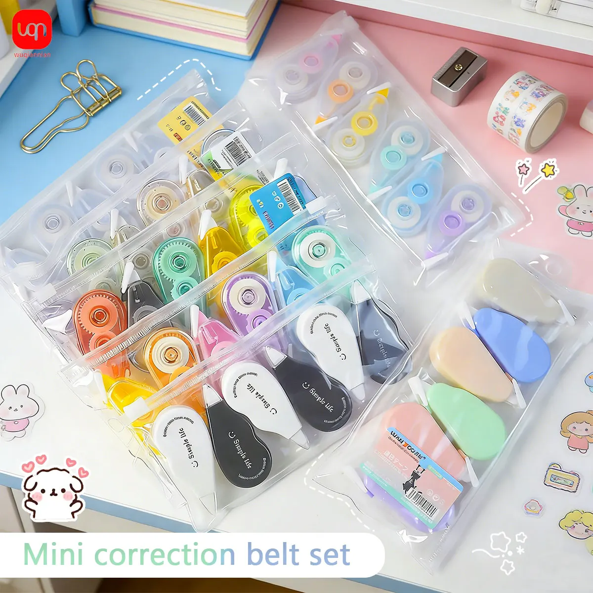 

WQN-6PCSMINI High-Quality Correction Tape, Multiple Colors, Transparent, Convenient Mini Set, School and Office Stationery