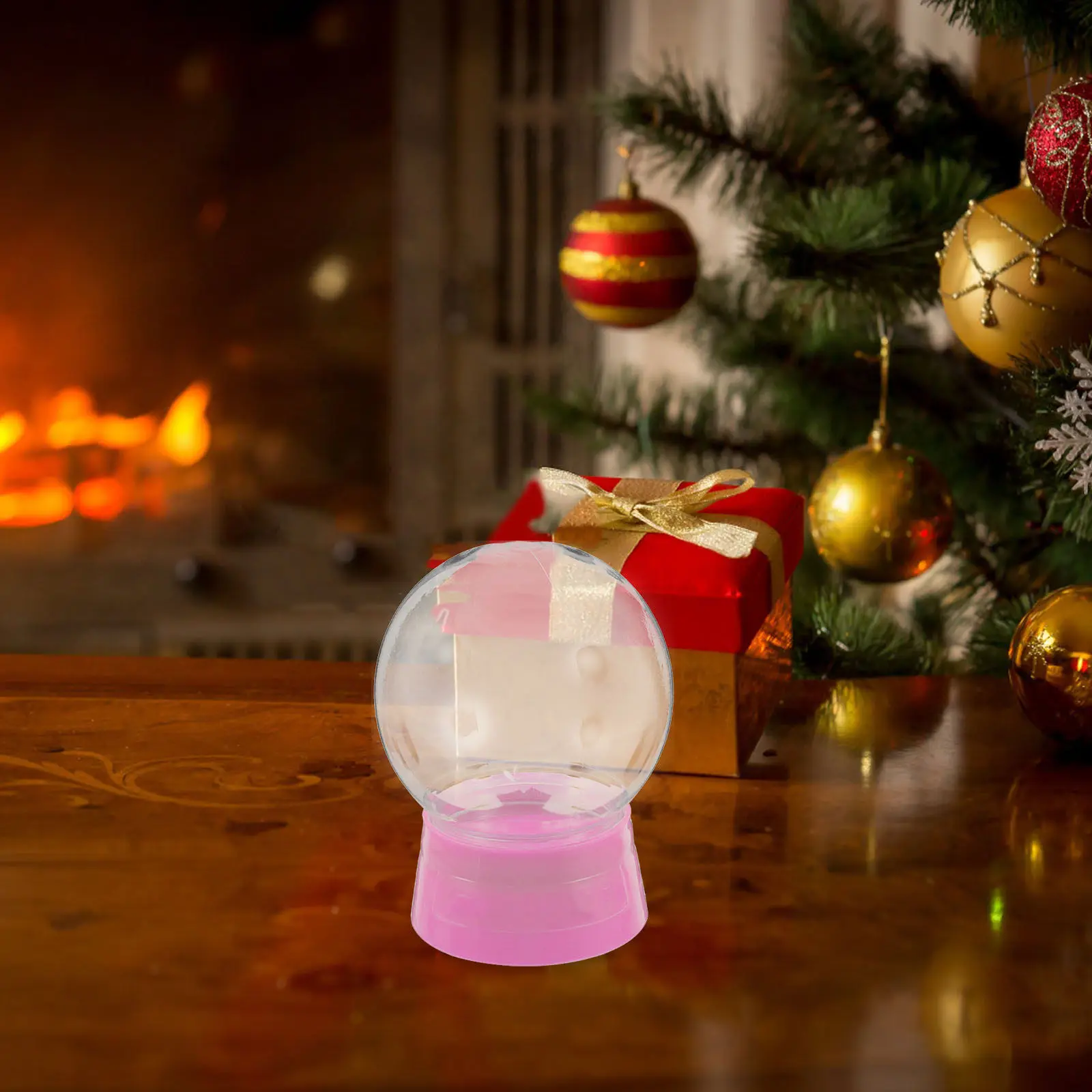 6Pcs Fillable Plastic Snow Globe Kit 270Ml Clear Round DIY Water Globe for Crafters Christmas Keepsake Home Office Cafe