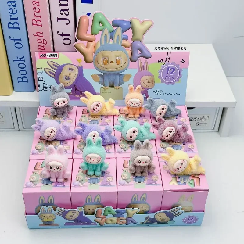 

12 PCs/ Set of Blind Mini Cartoon Characters Playing with Resin Stereo Flocking Ornaments Dolls for Children's Birthday Gifts