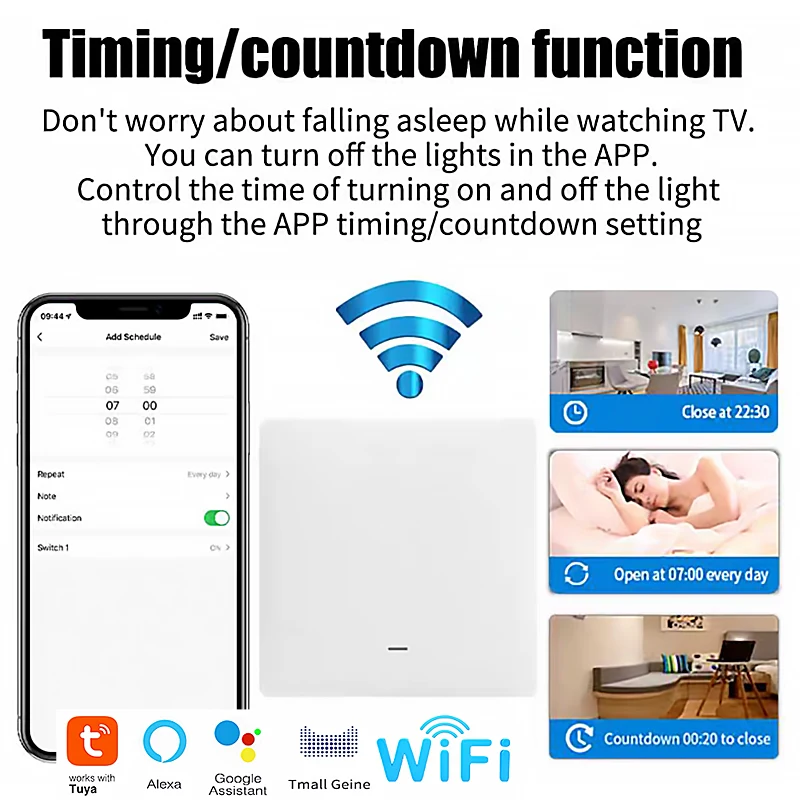 

Выключатель света Tuya ZigBee 1/2/3 Gang с комплектом передатчика, нейтральный провод/конденсатор, подходит для Alexa Google Home