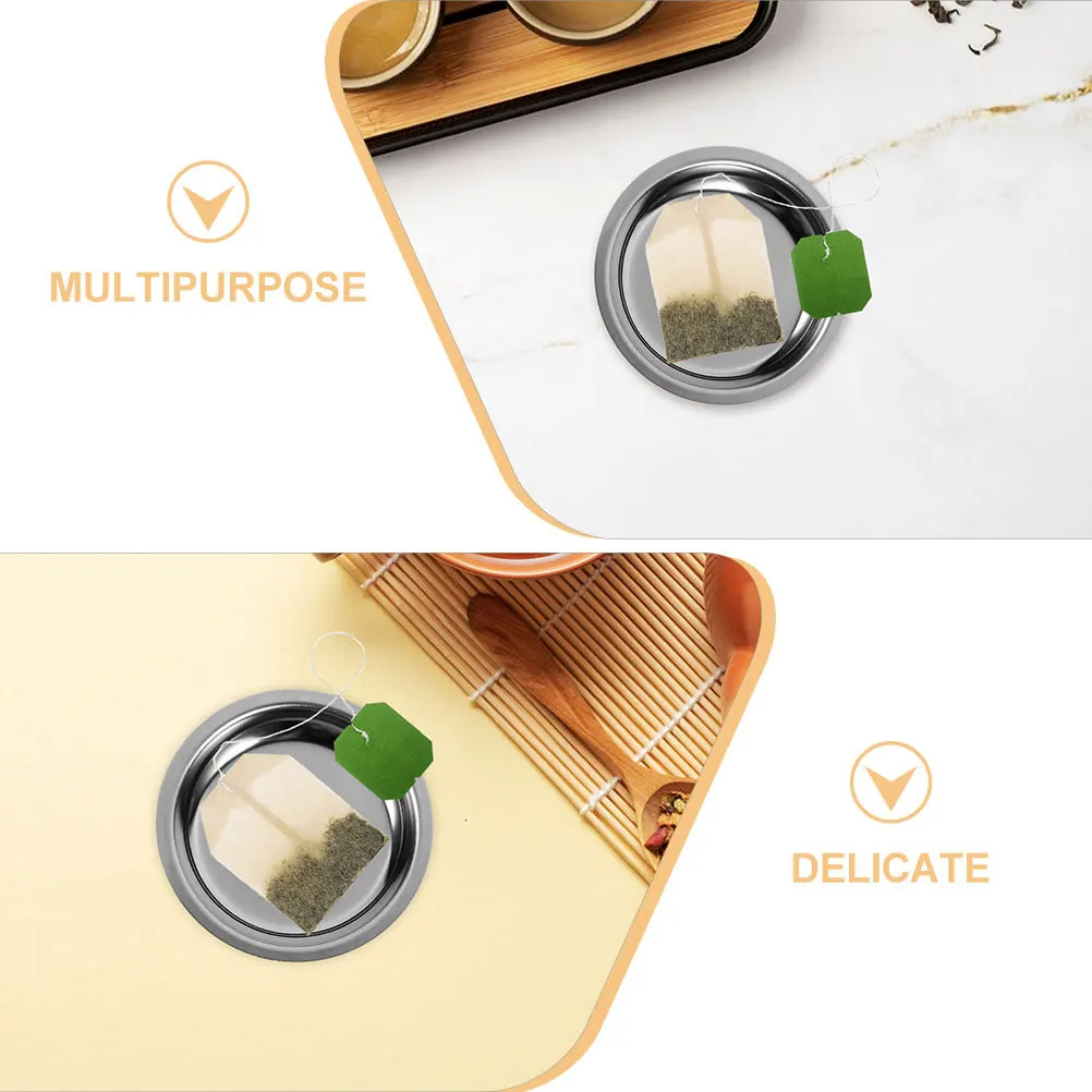 

4pcs Bag Saucer Round Metal Tea Coaster Heat Insulated Tray Table Protection Decorative Tea Bag Holder Storage Dish Household