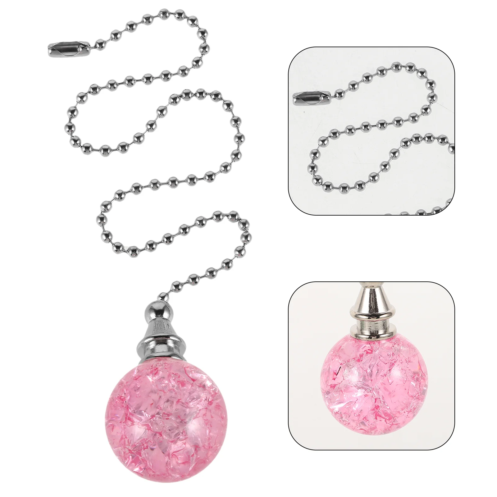 

2 Pcs Ceiling Fan Zipper Pull Chain for Fans Lighting Beaded Chandelier Alloy Glass Extender