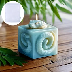 Roll tailed snake cube candle silicone mold snakes head square candle mold zodiac serpent resin mould gypsum molds craft tool
