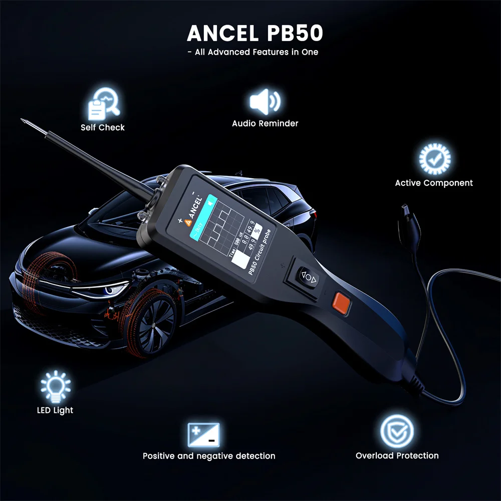 Ancel PB50 Automotive Circuit Tester 12V 24V Digital Voltage Power Circuit Probe Kit Short Finder Electrical Diagnostic Tool