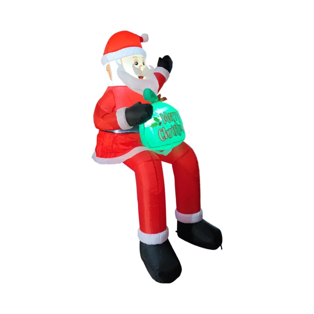 1.8M Christmas outdoor inflatable santa claus Inflatables Outdoor Sitting Gift Package for Outdoor Christmas Decoration
