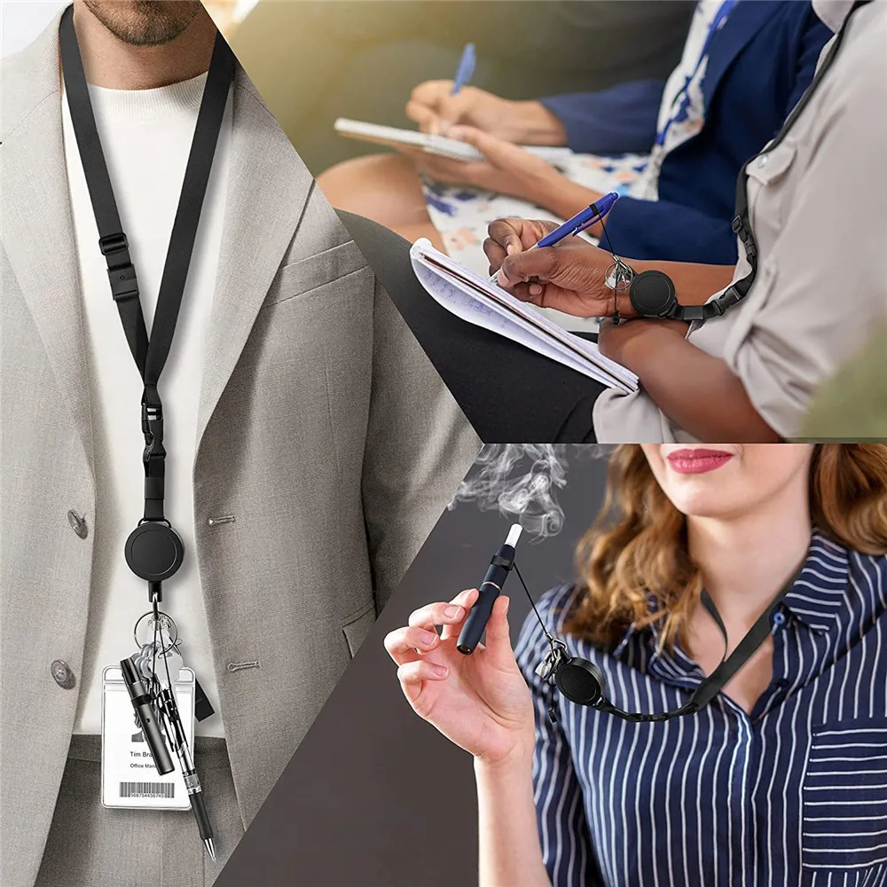 Badge Reel ABS Plastic Name Tag Holder Belt Keychain Retractable ID Lanyard For Security Personnel Hospital Student ID