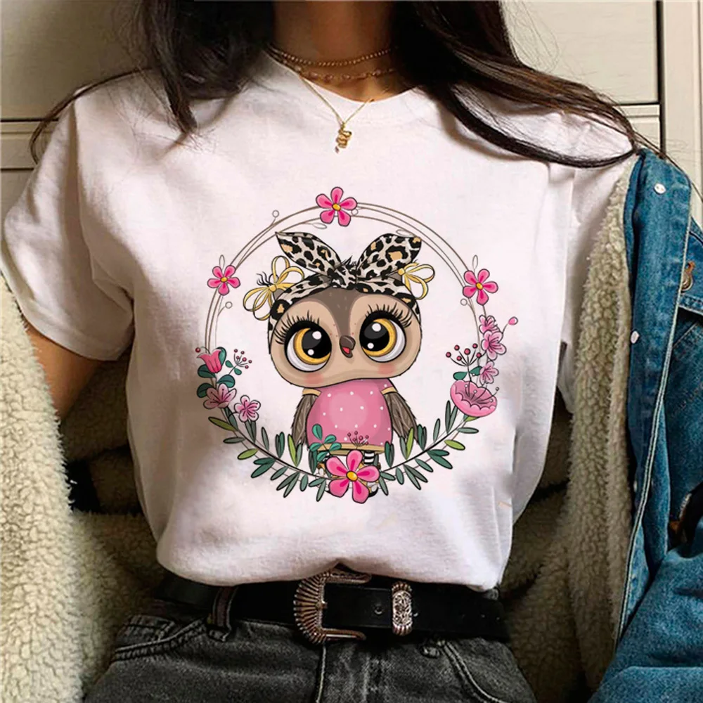 Owl tshirt girl Y2k graphic streetwear women University top tees women 2000s aesthetic harajuku Digital