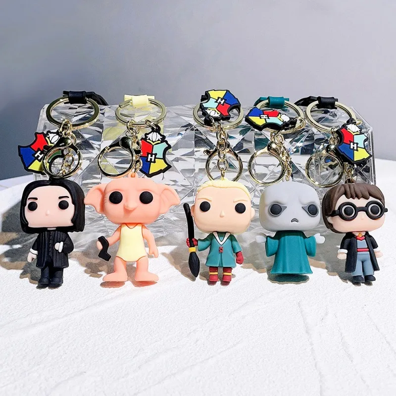 Harry Potter PVC Keychain Cute 3D Figures Harry Hermione Voldemort Malfoy Snape Dobby Key Ring Fans Bag Car Pendant Gift view 2