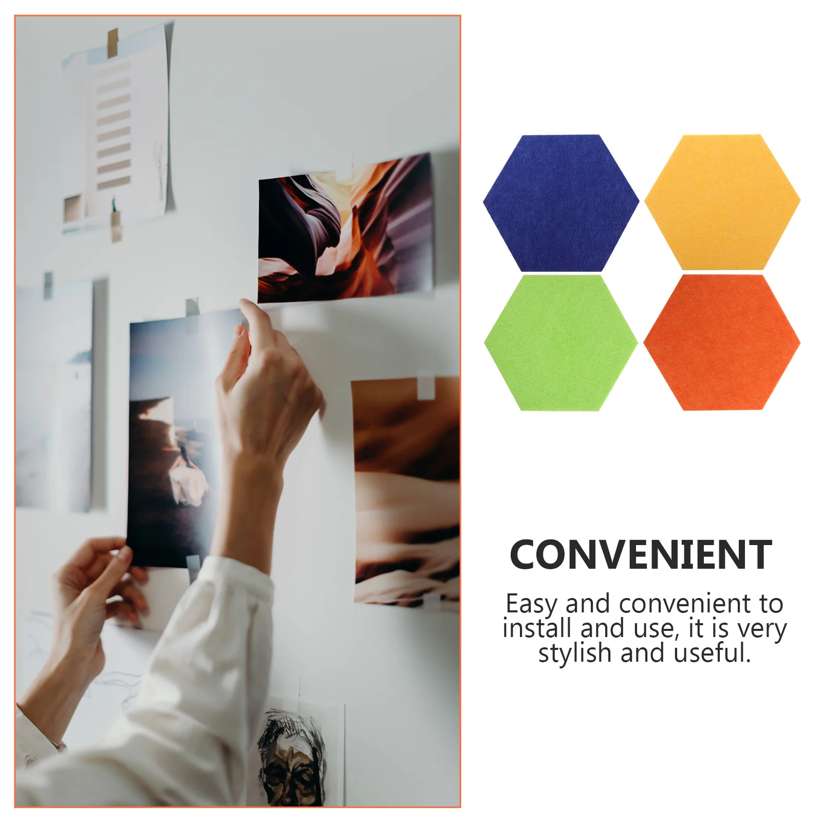4Pcs Hexagon Felt Display Board Home Photo Wall Sticker Memo Notice Bulletin Board DIY Supplies Felt Wall Sticker