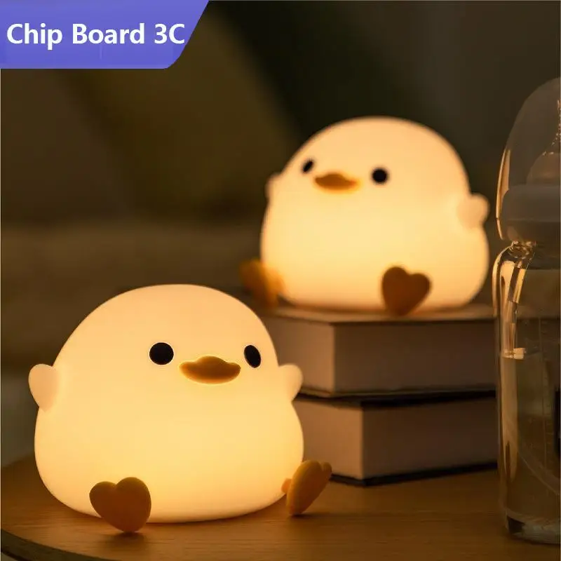 LED Night light Cute duck Cartoon animals Silicone lamp for children kid Touch Sensor Timing USB Rechargeable for birthday gifts