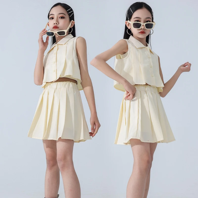 New Kids Hip Hop Clothing Ballroom Dance Clothes Girls Jazz Dance Costumes Cheerleading Performance Wear DWY10066