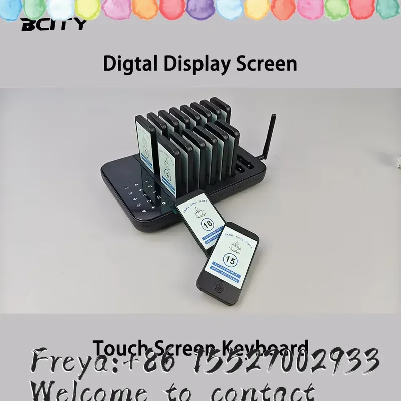 BCITY QC160 Restaurant Queue Management Wireless Pager Kit Complete Set with 16 Vibrating Alert Units