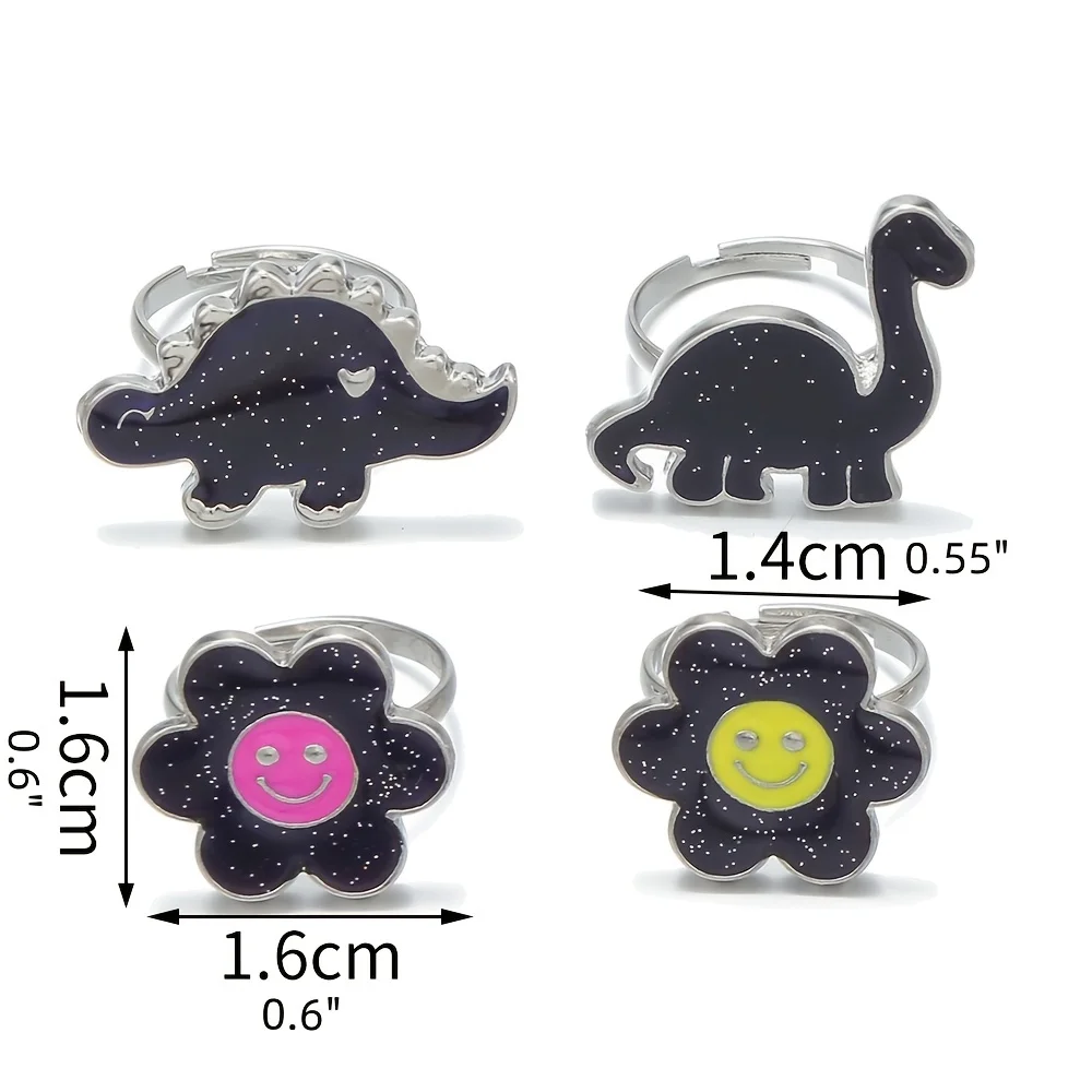 4Pcs/set Girls Mood Colour Changing Unicorn Mermaid Cat Love Ring Set for Daughter Sisters Best Friend Gifts