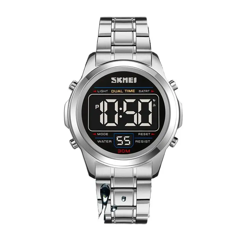SkmeiMen ساعة رياضية مقاومة للماء أرقام كبيرة متعددة الوظائف ساعة إلكترونية ساعة منبه مضيئة ساعة إلكترونية للرجال