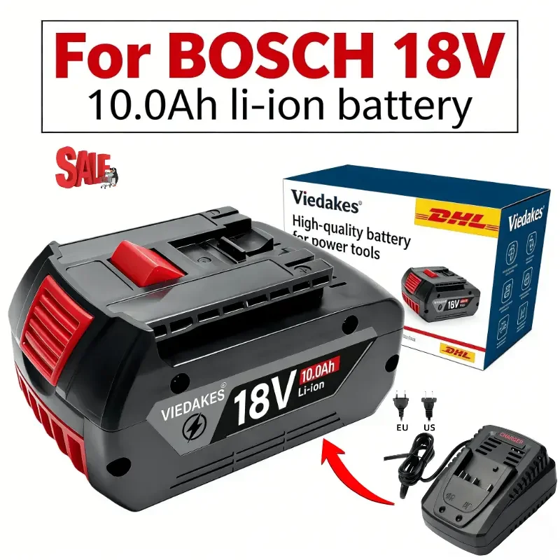 

Original VIEDAKES for Bosch Battery 18V Rechargeable 10000mAh Professional Battery for Bosch 18V Cordless Tools batterie★★