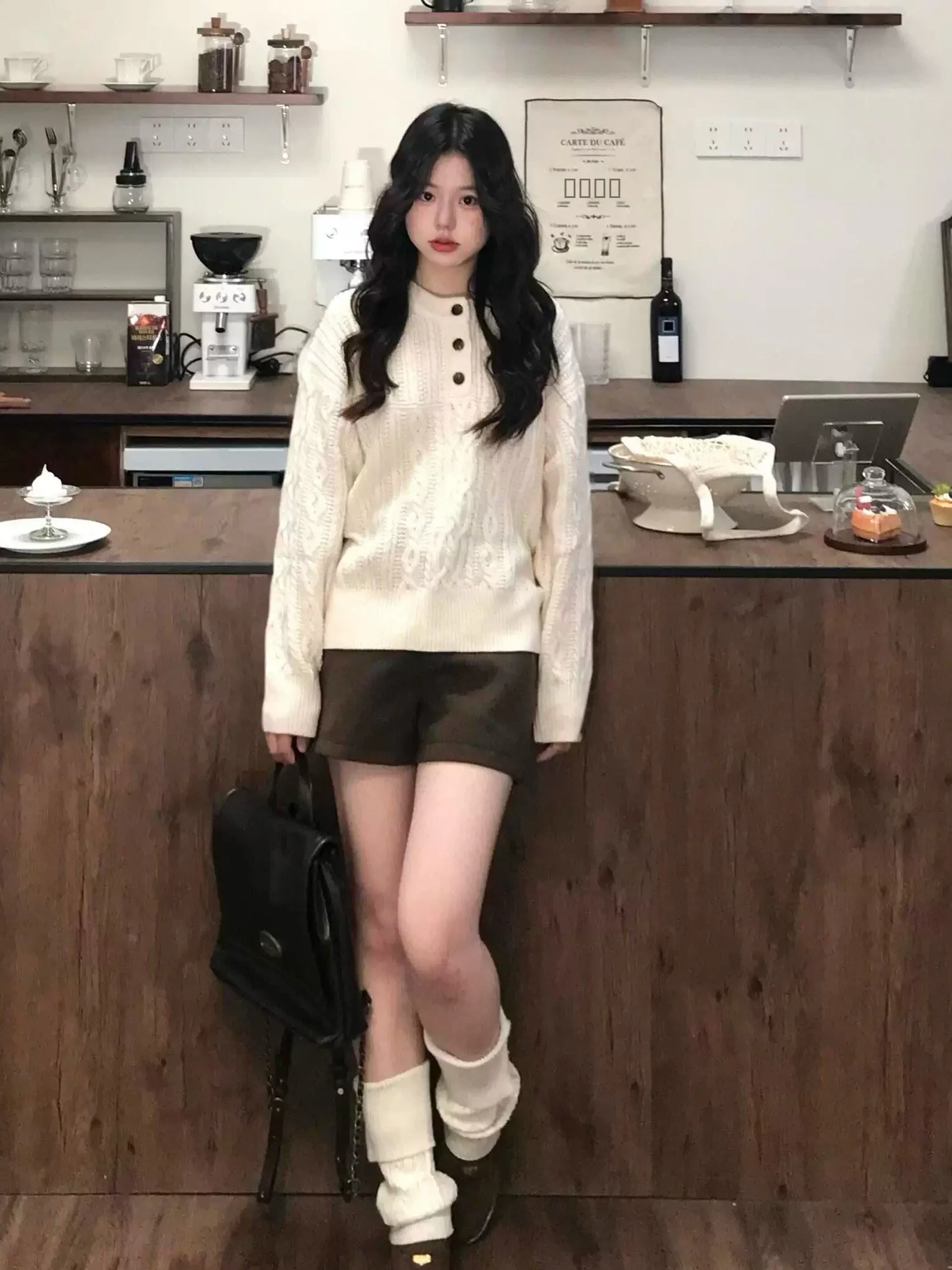 Suéter de Punto ueso Estilo Coreano para Mujer, Ropa de Abrigo de Otoño e Invierno, Cuello Alto Hoado, Suave, Manga Larga