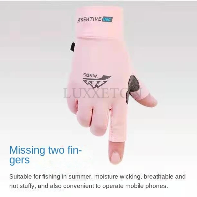 Summer Gloves for Men Cycling Anti UV Women Spring Ice Silk Two Finger Touchscreen Camping Driving Sports Riding Fishing Gloves