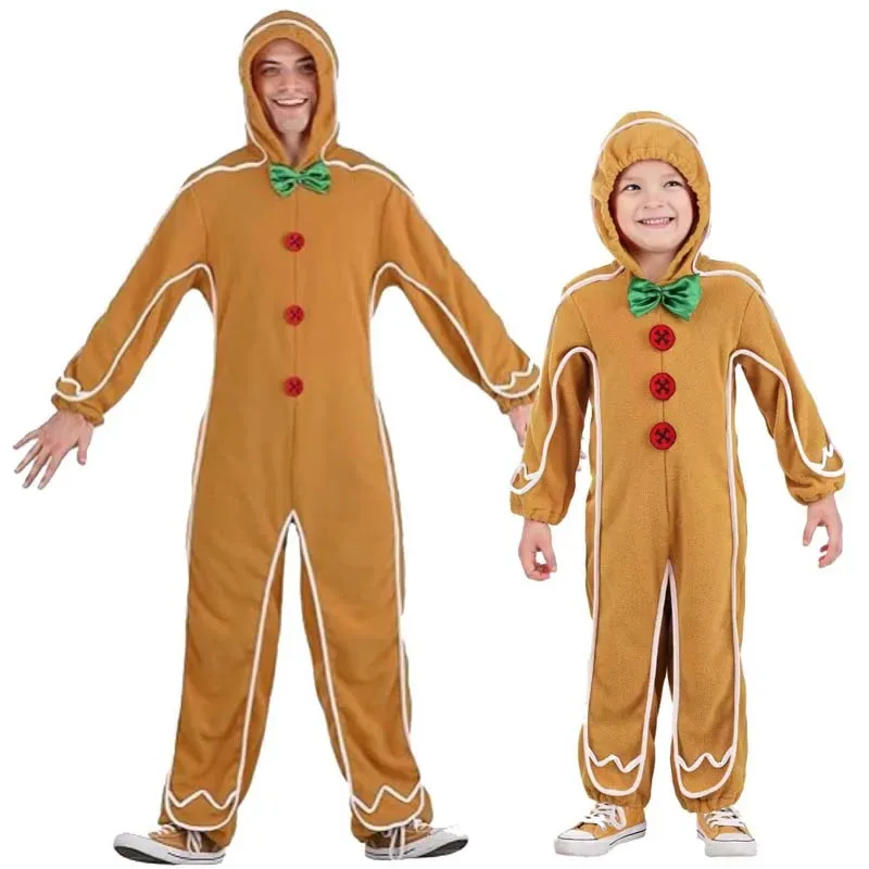 

Didi 2025 2025 hhhKid для взрослых Chtismtas Xmas Party Косплей Комбинезон с капюшоном Костюм пряничного человечка