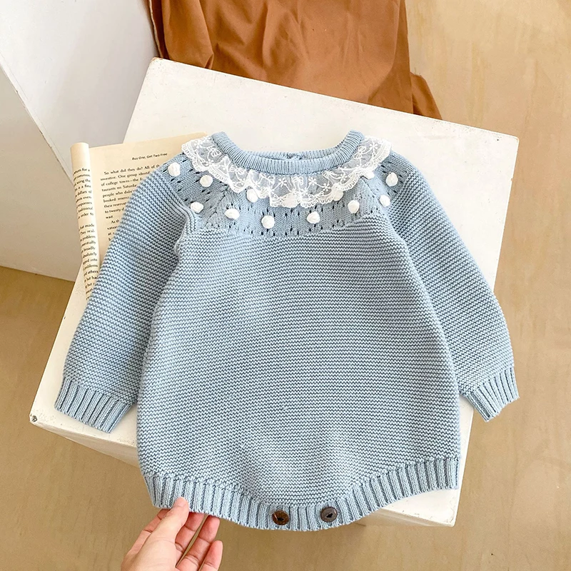 0-24 متر الخريف الشتاء طفلة رومبير متماسكة جديد الوليد الدانتيل الدافئة طويلة الأكمام بذلة الرضع الأميرة رومبير ملابس طفل صغير