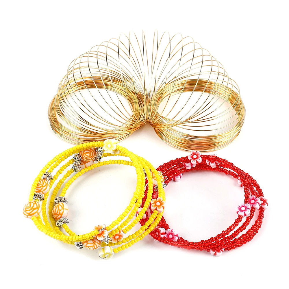 

10/30 6CM Circle Carbon Steel Memory Thread Beaded Thread Bracelet Stacking Bracelet DIY Handmade Jewelry Accessory