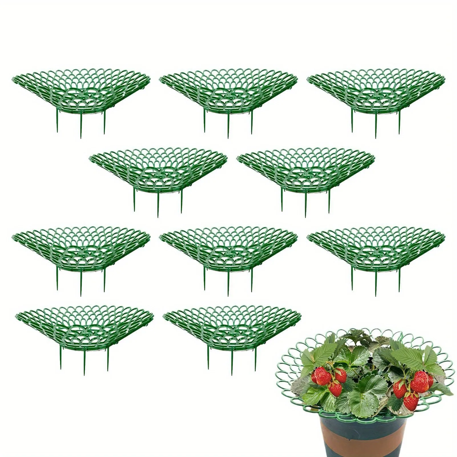 

10Pcs Strawberry Plant Supports with 3 Sturdy Legs Strawberry Growing Racks Protector Frame Holder Cage From Mold Rot Dirt