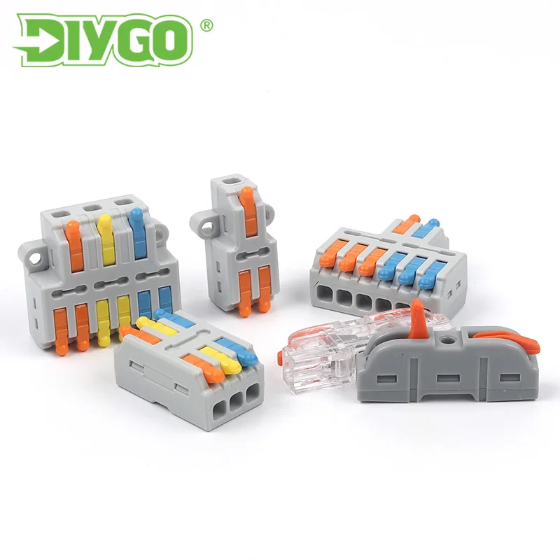 

DIY GO Quick Wiring Connectors Universal Compact Wire Connector Electrical Cable Splice Spring Terminal Block 28-12AWG 4mm2