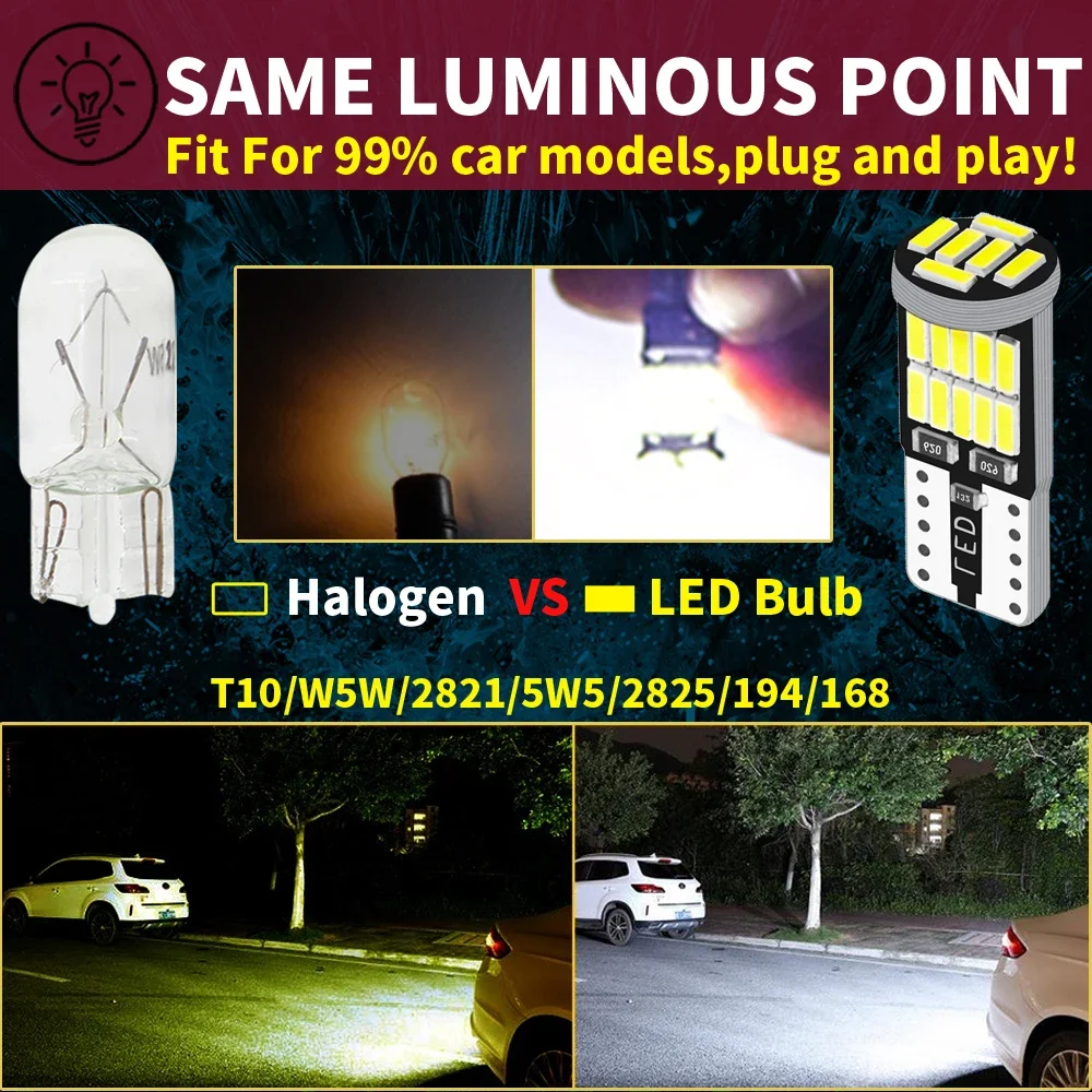 10-40 шт. T10 W5W светодиодная лампа CANBUS без ошибок 12 В 4014-26SMD 400LM 6500K Супер яркий белый салон автомобиля купольные двери карты огни багажника