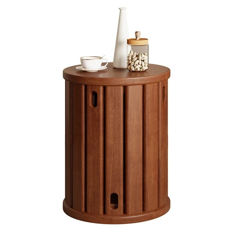 For Household Stool, Stackable Solid Wood Round Stool, New Chinese Low Stool with Pulley Wooden Stool
