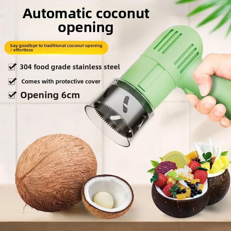 Automatic Electric Coconut Opener Stainless Steel Drill Bit for Young Old Coconut Shell Opening with USB Charging