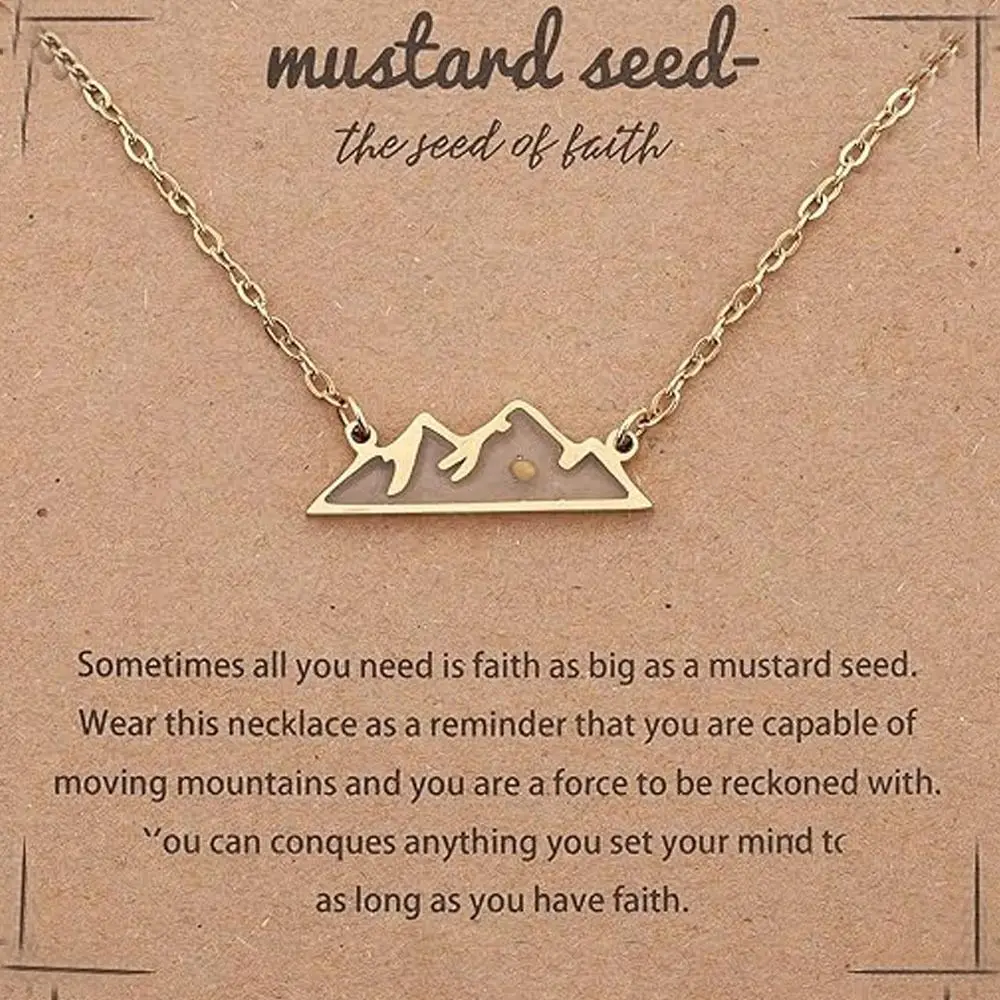 New Christian Gift Mustard Seed Gold Color Silver Color Pendant Rectangular Shape Stainless Steel Chain