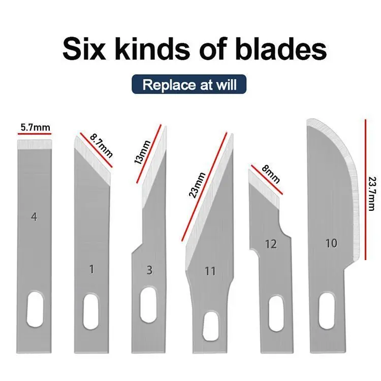 Kit di strumenti per coltelli per bisturi in metallo lame antiscivolo coltello per incisione pellicola per cellulare carta tagliata strumenti per intaglio artigianale