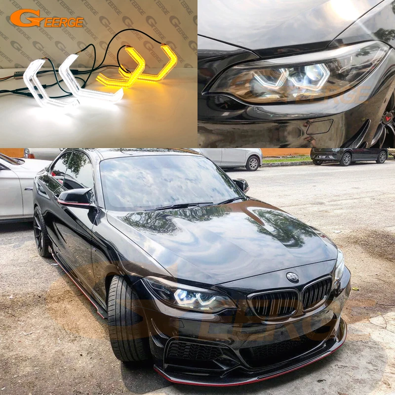 

For BMW 2 Series F22 F23 F87 M2 2012 2013 2014 2016 Day Light Ultra Bright Concept M4 Iconic Style Led Angel Eyes Halo Rings