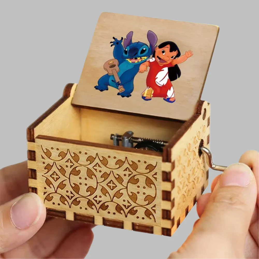 Stitch Anime tema madera manivela Octave caja de música creativa pareja boda amigo cumpleaños Navidad Decora regalos juguete de recuerdo