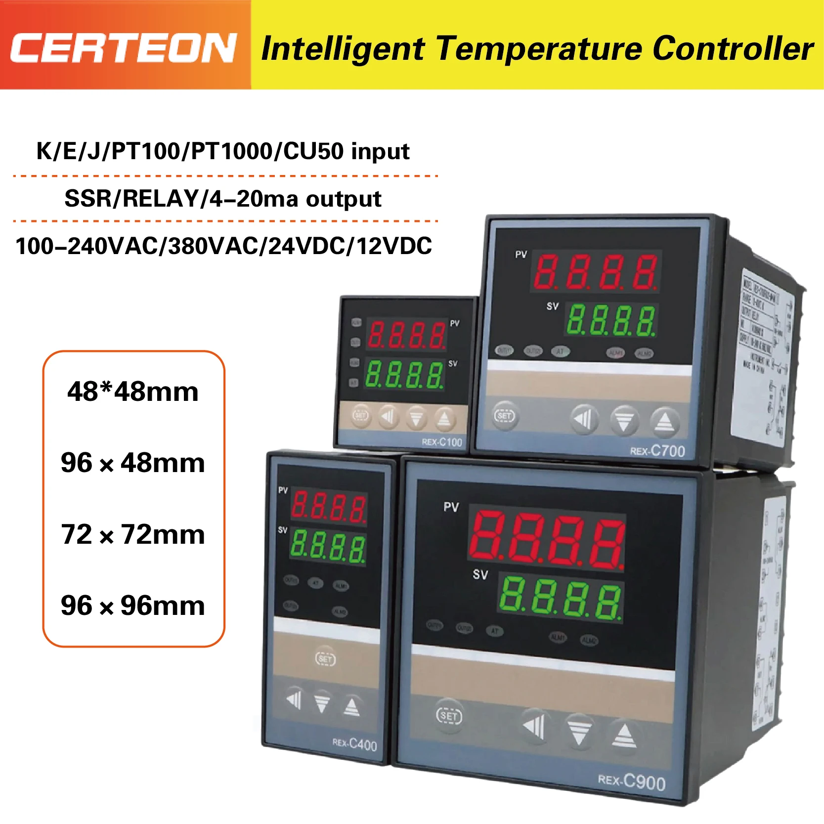 REX-C100 C400 C700 C900 PID Temperature Controller Digital Thermostat Industrial Temp Regulator