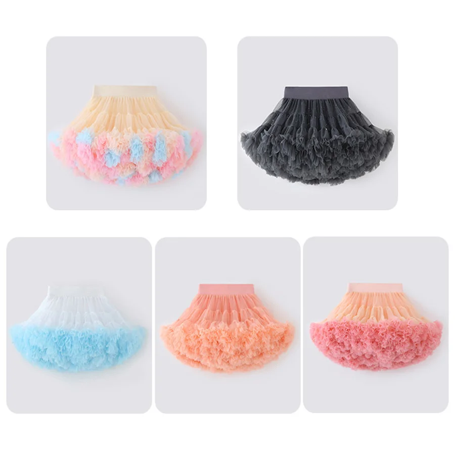 Girls Gradient Short Tutu Skirt Children Fancy Ballet Dancewear Party Costume Ball Gown Summer Newborn Princess Mini Skirt