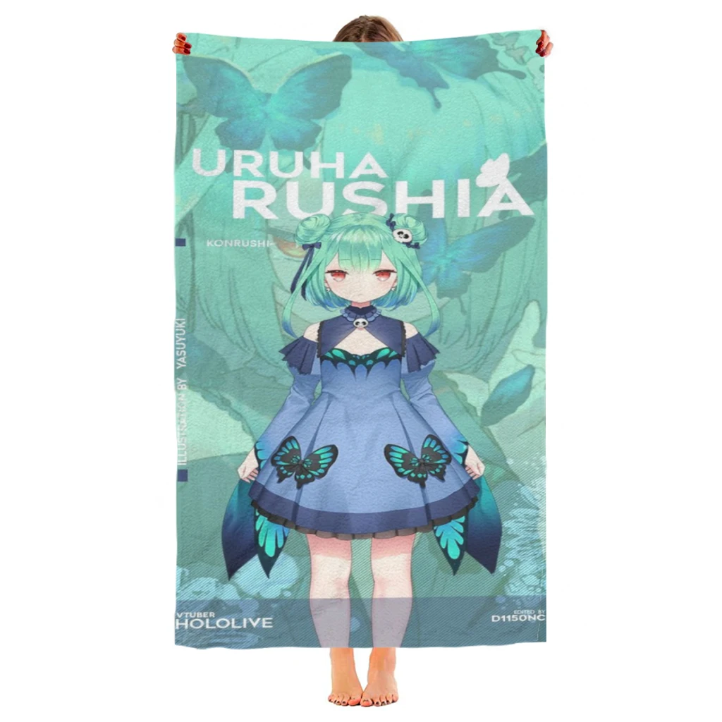 Anime Hololive Kawaii Beach Towel  Poncho Bathing Towels Cover-ups Quick Dry Sand Free Yoga Spa Gym Pool