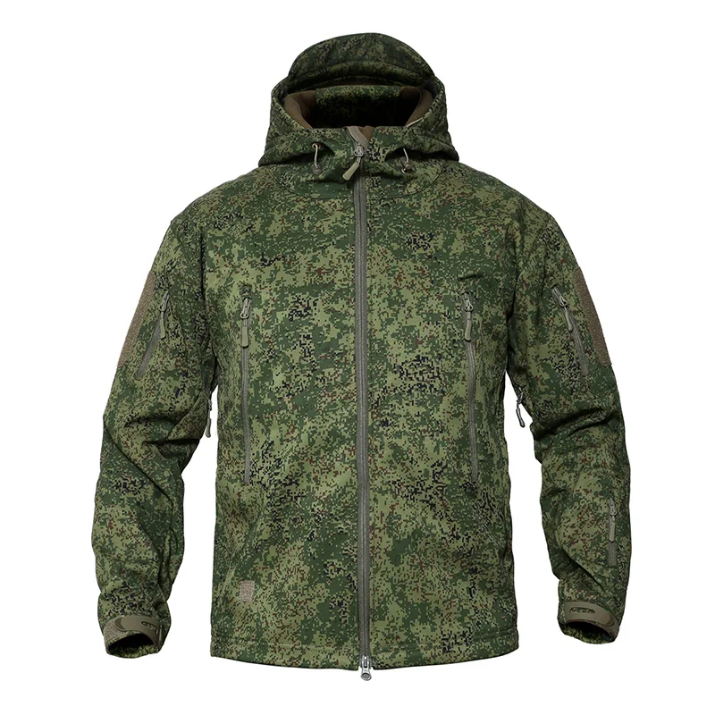 Men's Military Camouflage Fleece Tactical Jacket Men Waterproof Softshell Windbreaker Winter Army Hooded Coat Hunt Clothes