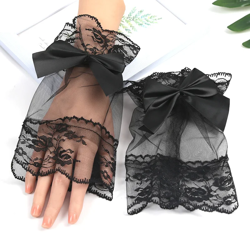 

1Pair Detachable Fake Sleeves Lace Mesh Fake Flared Sleeves Women Lace Wrist Cuffs Bracelets Fashion Elbow Sleeve Cuff
