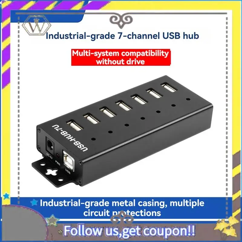 AU33-7-CH USB HUB Industrial Grade USB 2.0 Port Expansion Adapter For Win11/10/8 Linux