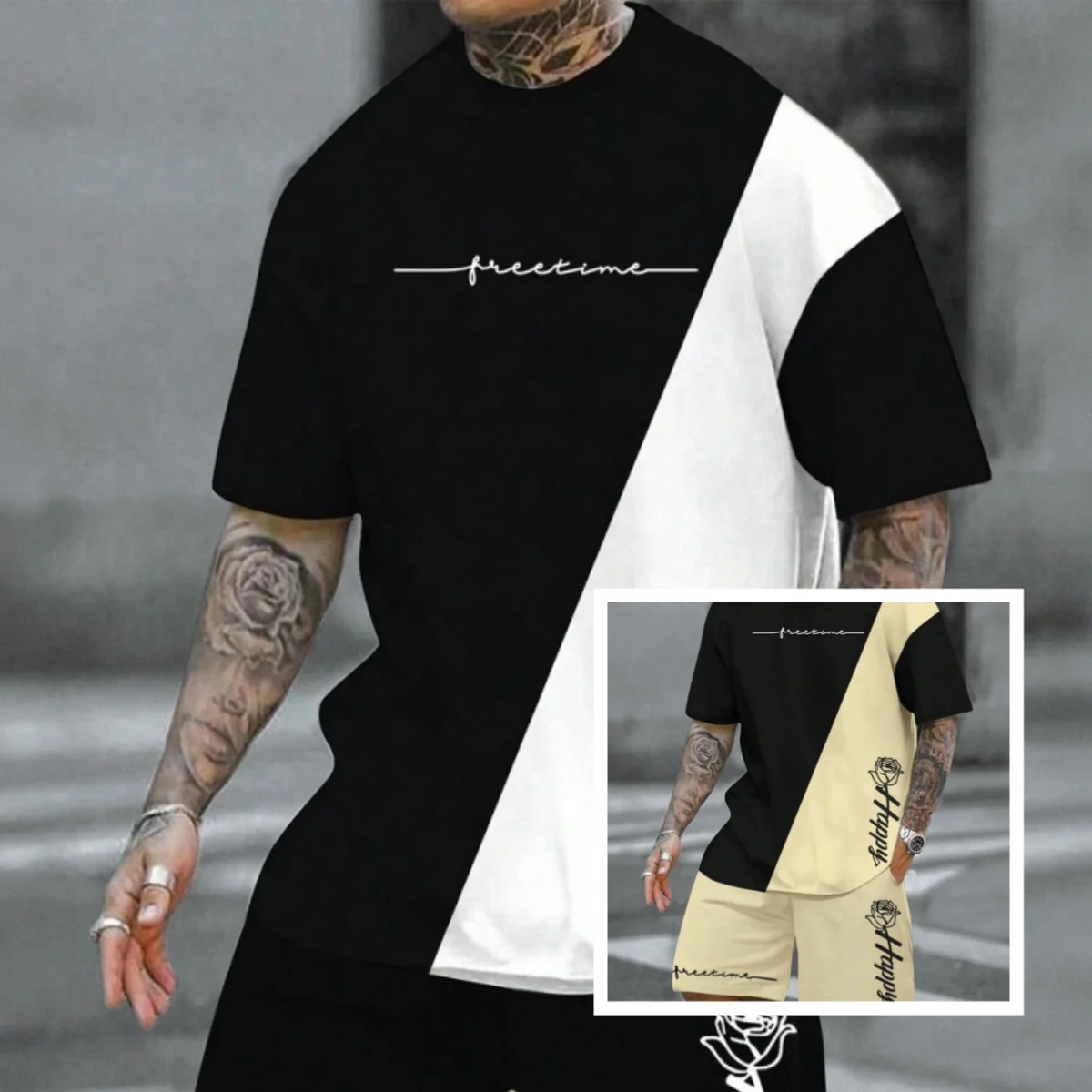 

2025 Simple Letter Printing Short-sleeved Shorts Daily Suit Adult Fashion Trend Street Versatile Sports and Leisure Suit