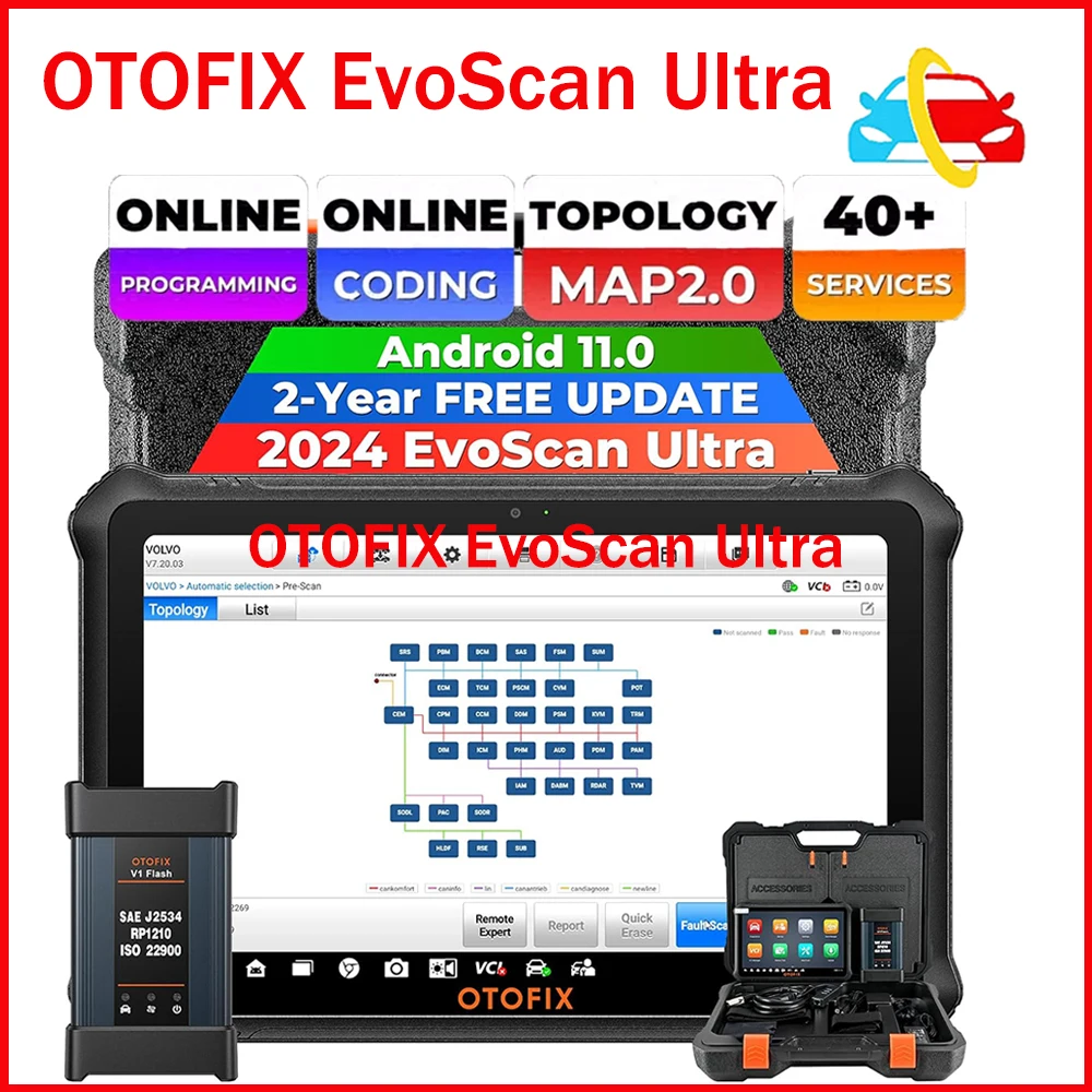 

OTOFIX EvoScan Ultra Car Diagnostic Scanner J2534 OEM ECU Programming Coding Scanner Tool 2 Years Free Update Topology Mapping