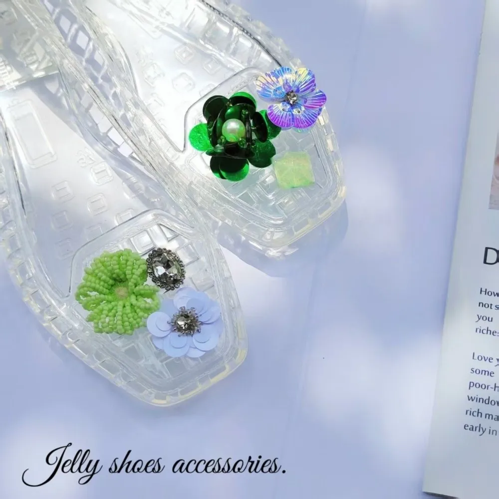 PVC Material Shoe Charms Transparent String Seaweed Bead Shoe Buckle Detachable Hole Design Bead Chain Fashion Accessories