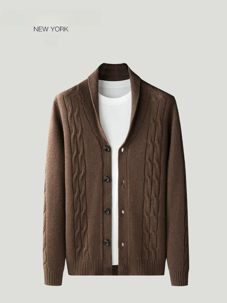 

Men's Winter Wool Knitted Sweater Coat Casual Warm Outerwear Open Cardigan Comfortable Breathable Soft Woolen Men's Faion