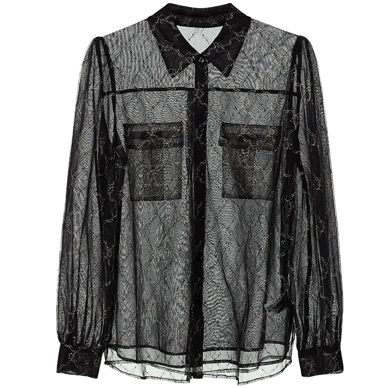 Women's New Stitched POLO Collar Button Fashion Loose Versatile Casual Long Sleeve Shirts