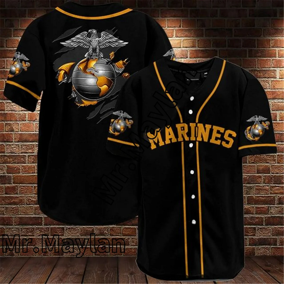 U.S Marine Baseball Jersey Shirt U.S Army Baseball Shirt 3D All Over Printed Men's Shirt Casual Shirts hip hop Tops--011