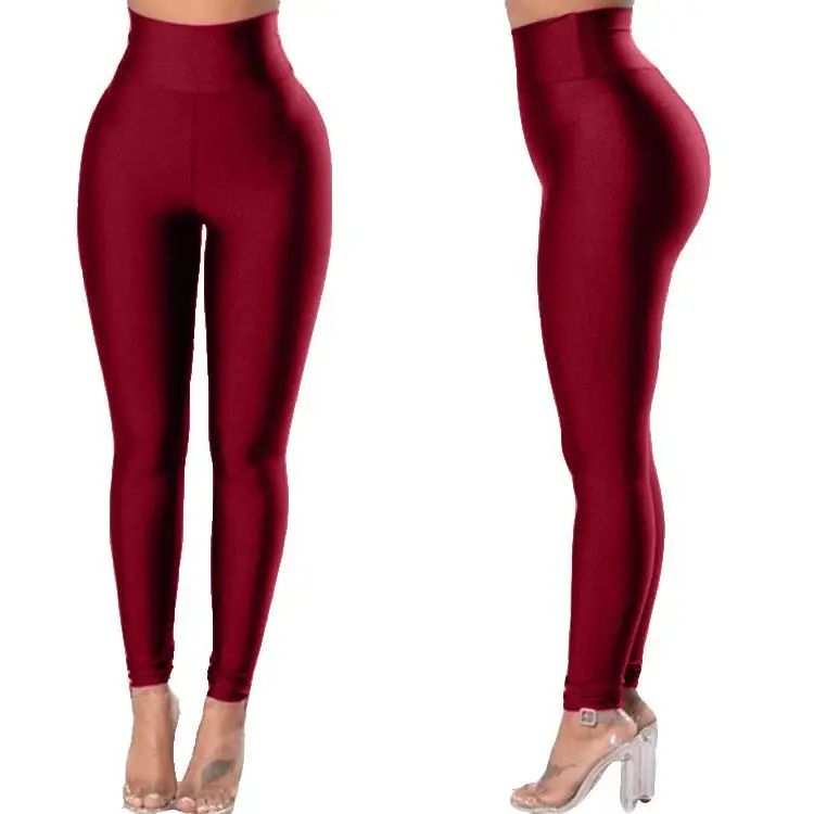 

High Waist Strength Exercise Yoga Running Leggings Long Pants Polyester Fiber Women's Faion Bot Fitn Trousers