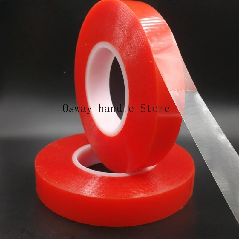 0.2MM 50M Strong Acrylic Adhesive 1/2/3/5/10mm PET Red Film Clear Double Side Tape No Trace For Phone Tablet LCD Screen Glass