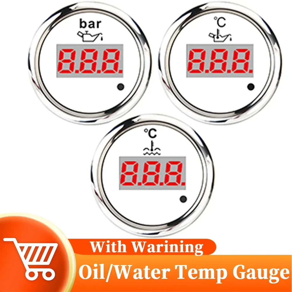 Universal Digital Oil Temp Gauge With Alarm 50~150 Celsius Wtaer Temp Oil Pressure Meter Oil Temp Sensor For Car Motorcycle 12V