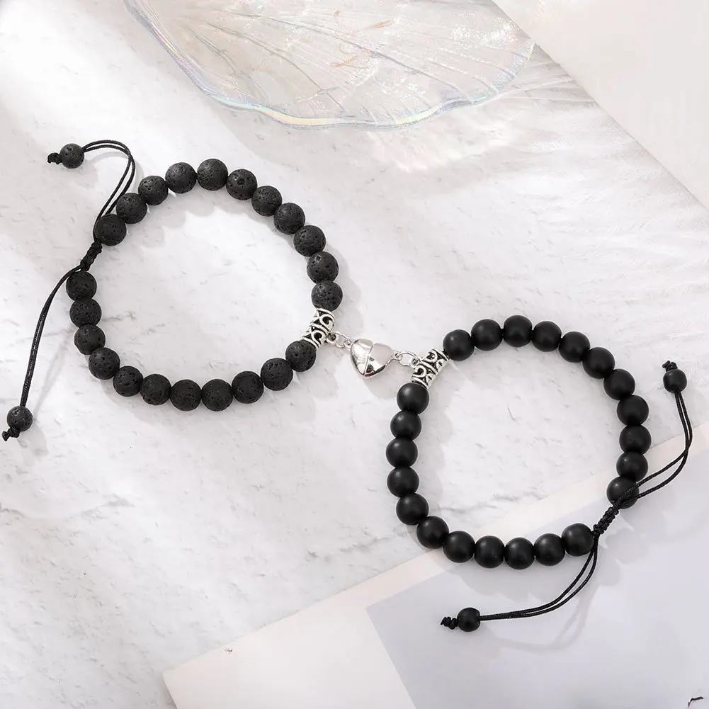 Magnet Paar Armbänder für Frau Männer Romantische Herz Passenden Liebhaber Naturstein Perlen Yoga Armband Valentinstag Geschenk Schmuck – Detail 8